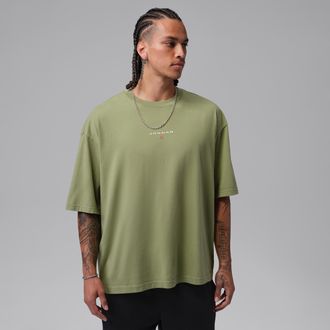 Nike Jordan Mens Jordan Flight Essentials Oversized Patch T-Shirt in Green | IO0034-334