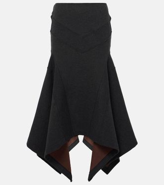 The Attico Asymmetric cotton midi skirt