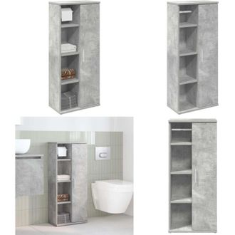 vidaXL Mobile da Bagno con Portarotolo Grigio Cemento 39x22x90 cm - Mobile da bagno - Armadio da bagno con portarotolo