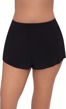 Trimshaper Mid-Rise Drape Control Plus Size Swim Short in Black at Nordstrom, Size 20W