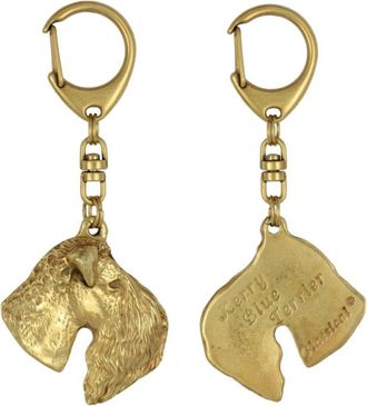OEM Kerry Blue Terrier, Irish Blue Terrier: Llavero De Perro Chapado En Oro En Una Caja De Regalo, Decoraci&oacute;n De Bolso, Accesorio De Lujo De Art-dog