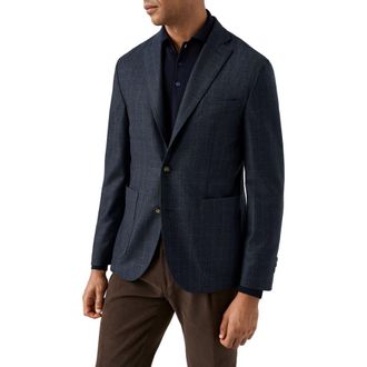 Eton Check Wool Soft Sport Coat in Navy at Nordstrom Rack, Size 42 Us / 52 Eu