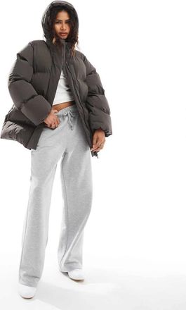 Weekday Dust cinched puffer coat with detachable hood in gray