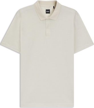 HUGO BOSS Mens Collared Neck Short Sleeve Polo Shirt in Open White - Size Medium