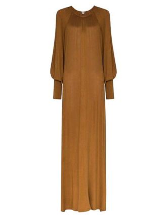 Toteme Brown Cuffed Sleeve Maxi Dress Size S