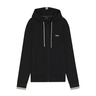 HUGO BOSS Heren Zone Stripe Detail Volledige Rits Hoodie (Zwart)