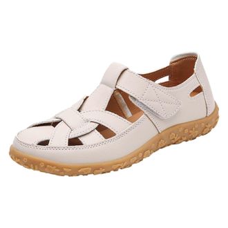 Generic Womens Leather Fisherman Sandals Breathable Hollow Hollow Closed Toe Gladiator Beach Shoes Adjustable Ankle Strap Comfortable Softsole Non-Slip Slip O