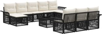 vidaXL Conjunto De Sof&aacute;s De Jard&iacute;n 11 Uds. Negro Rat&aacute;n Sint&eacute;tico Vidaxl