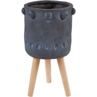 Beliani Beliani - Maceta Industrial Alta Soporte De Madera De Magnesio Gris Grafito Brunnera