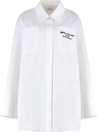 Off-white Katoenen overhemdjurk - Dames - Shirt Kleedjes - Wit - M - Katoen - Kleedjes