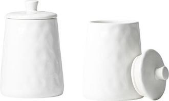 10 Strawberry Street Set Of 2 Artisan Angular Medium Ceramic Canisters