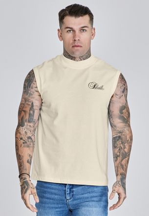 Siksilk Mens Ecru Sleeveless T-Shirt XXL