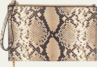 Chlo&eacute; Spin Python-Embossed Leather Pouch Bag