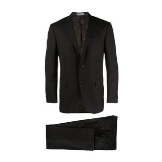 Corneliani Kostuums, Heren, Bruin, L, Wol, Super 130s Wollen Pak, Gemaakt in Italië