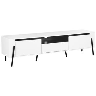 Beliani Beliani - Mueble Tv Patas De Metal Armarios Caj&oacute;n De Almacenaje Blanco Blackpool