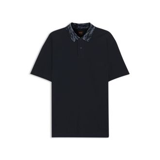 BOSS Cotton piqu&eacute; polo shirt with jacquard collar