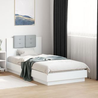 Berkfield Home Bed Frame with LED without Mattress White 75x190 cm Small Single