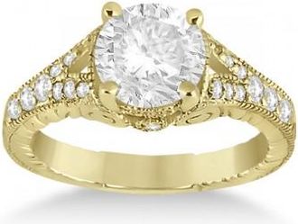 Allurez Antique Style Art Deco Diamond Engagement Ring 14K Yellow Gold (0.33ct)