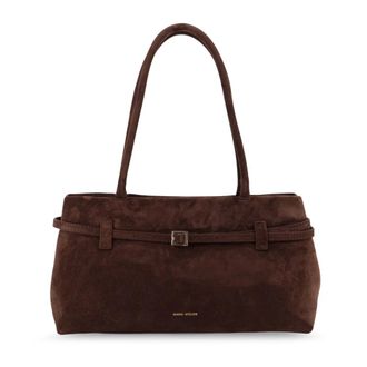 Manu Atelier Stylish Suede Handbag with Metal Buckle - female - Manu Atelier - Shoulder Bags - Brown - ONE SIZE - Bags
