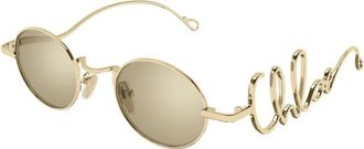 Chlo&eacute; Ovale Zonnebril - Dames - Zonnebrillen - Geel - 44 MM - Accessoires