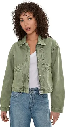 Blank NYC Vibe Check Jacket Womens Coat Green : LG, Cotton