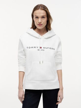 Tommy Hilfiger Womens Tommy Logo Fleece Hoodie - White - XXL