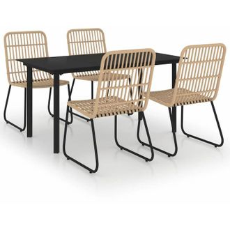 vidaXL Juego De Comedor Para Jard&iacute;n 5 Piezas Rat&aacute;n Sint&eacute;tico Y Vidrio Vidaxl