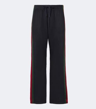 Gucci Web Stripe silk and cotton wide-leg pants