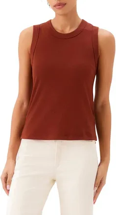 Karen Kane Crewneck Rib Tank in Chocolate at Nordstrom, Size X-Large