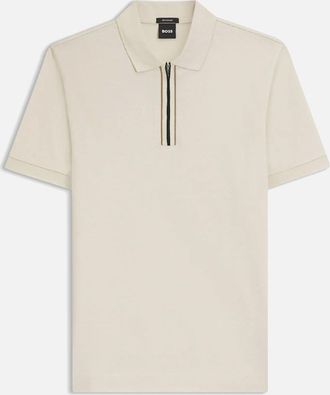 HUGO BOSS Mens H-Paras 65 Zip-Placket Polo Shirt - White - Size: 44