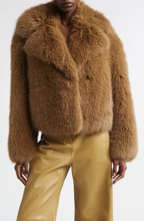 Stand Studio Samara Faux Fur Jacket in Sand at Nordstrom, Size 2 Us