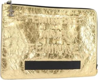 Chanel Pre-owned Clutches, female, Yellow, Size: ONE SIZE Pre-owned Vintage Clutch Bag