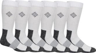 Columbia Mens Moisture Control Quarter Crew Socks 6-Pack, White, 4.5-12 UK