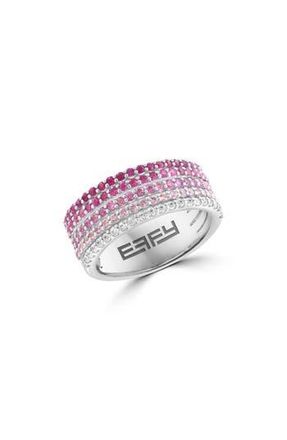 Effy Sterling Silver Pav&eacute; Pink Sapphire, Rhodolite & White Zircon Band Ring at Nordstrom Rack, Size 7