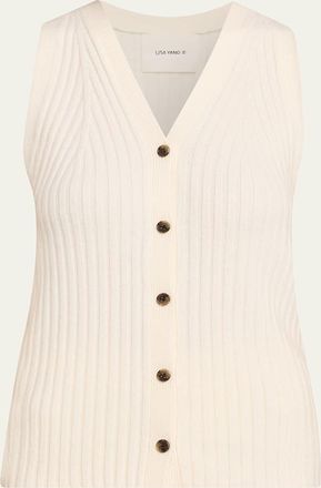 Lisa Yang Maiko Cashmere Rib Button-Front Tank Top