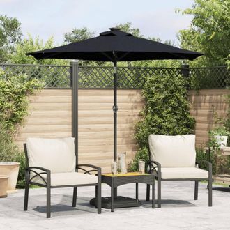 Berkfield Home Garden Parasol with Steel Pole Black 225x225x212 cm | Size: 225 x 225 x 212 cm