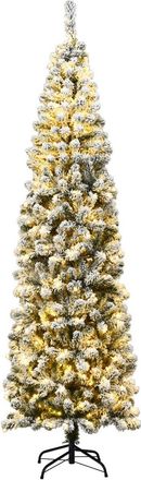 Costway 225 Cm &Aacute;rbol De Navidad, Abeto Artificial Nevado Iluminado Con 350 Luces Led C&aacute;lidas, Agujas En Pvc Y Base Plegable De Metal, 641 Ramas - Costway