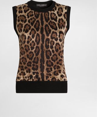 Dolce & Gabbana Leo-print Wool Top - Woman Sweaters And Cardigans Animal Print 36