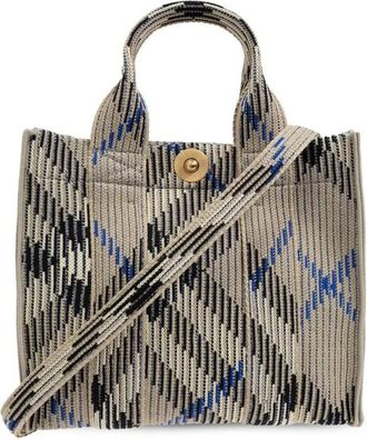 Burberry Mini Check Knitted Tote - Dames - Shoppers - Veelkleurig - ONE Size - Katoen - Tassen