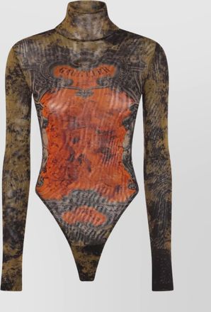 Jean Paul Gaultier printed mesh long-sleeve bodysuit