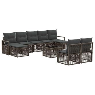 vidaXL Conjunto De Sof&aacute;s De Jard&iacute;n 10 Pcs Gris Rat&aacute;n Sint&eacute;tico Vidaxl