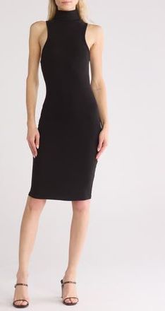 Go Couture Turtleneck Sleeveless Minidress in Black Rib at Nordstrom Rack, Size X-Large