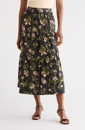 Derek Lam Lynne High Waist Maxi Skirt in Black Fall Foliage at Nordstrom Rack, Size 14