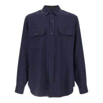 Maison Margiela Overhemden, Heren, Blauw, XL, Wol, Shirt met lange mouwen