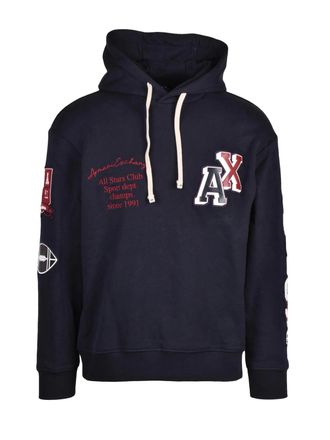 A|X Armani Exchange Grey Cotton Hooded Sweatshirt