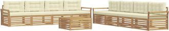 vidaXL Conjunto De Sof&aacute;s De Exterior 9 Uds. Blanco Y Crema Poli&eacute;ster Vidaxl