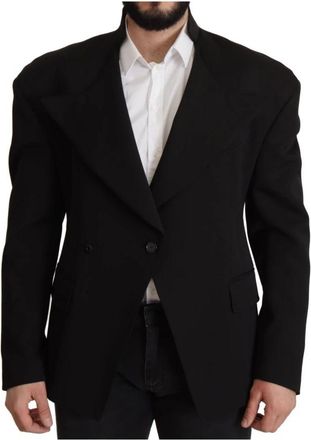 Dolce & Gabbana Peak Revers Zwart Blazer Jas - Heren - Business blazers - Zwart - L - Wol - Kostuums