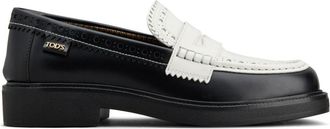 Tod's brogue-trim leather loafers - women - Leather - 37.5 - Black