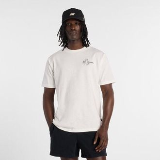 New Balance Mens Fountain T-Shirt in White Cotton, size 2X-Large