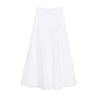 Brunello Cucinelli Midirok met halflange taille - Dames - Rokken - Wit - Maat: S Katoen